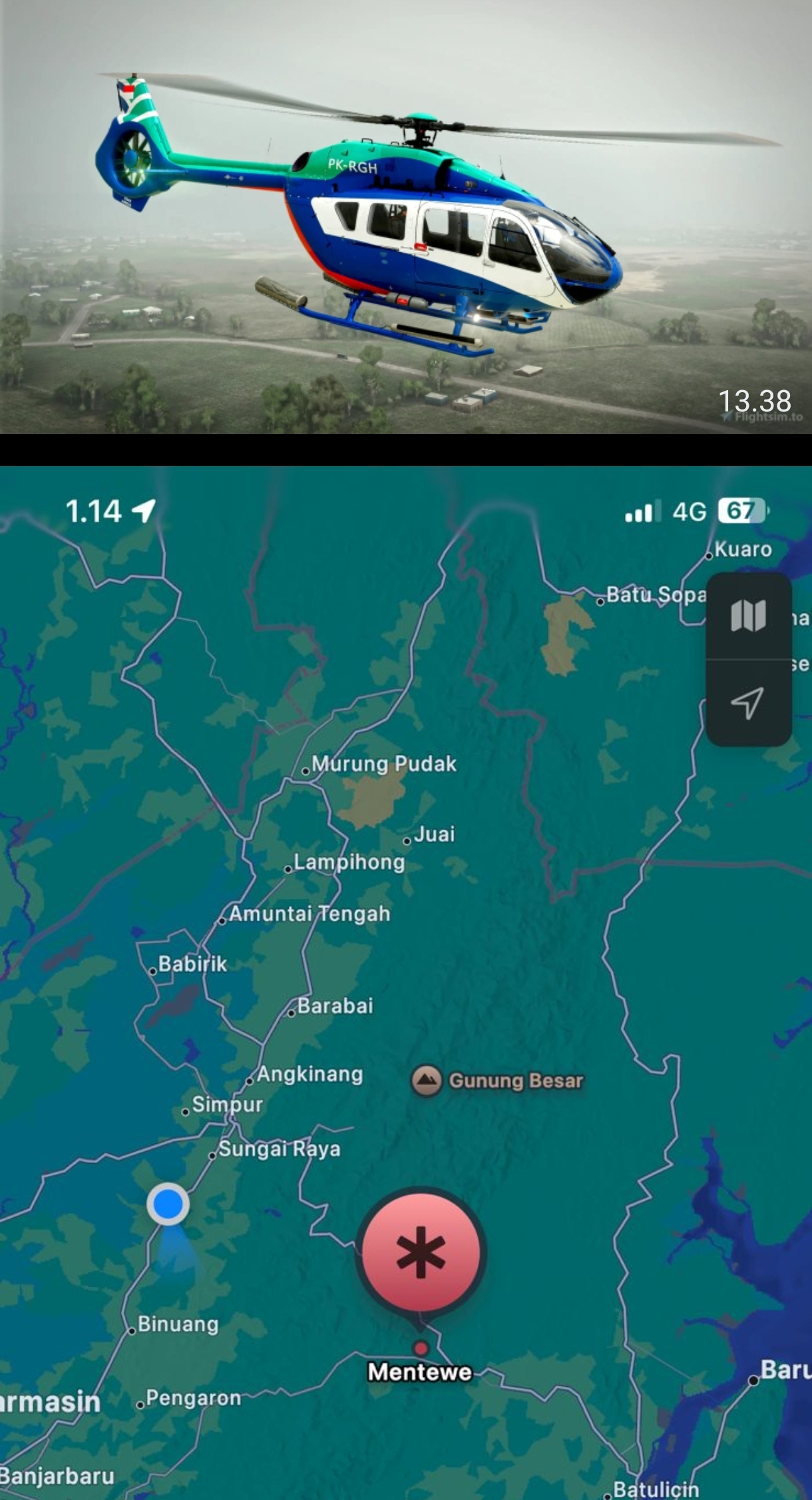 Helikopter Bk 117-d3 Hilang Kontak di Wilayah Tanah Bumbu, 8 Orang Dalam Pencarian