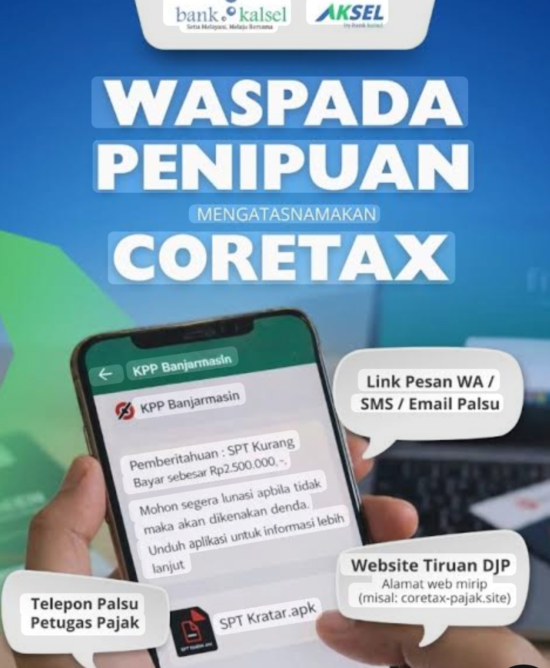 Bank Kalsel Catat 30 Kasus Penipuan Mengatasnamakan Coretax Pajak, Nasabah Diminta Waspada