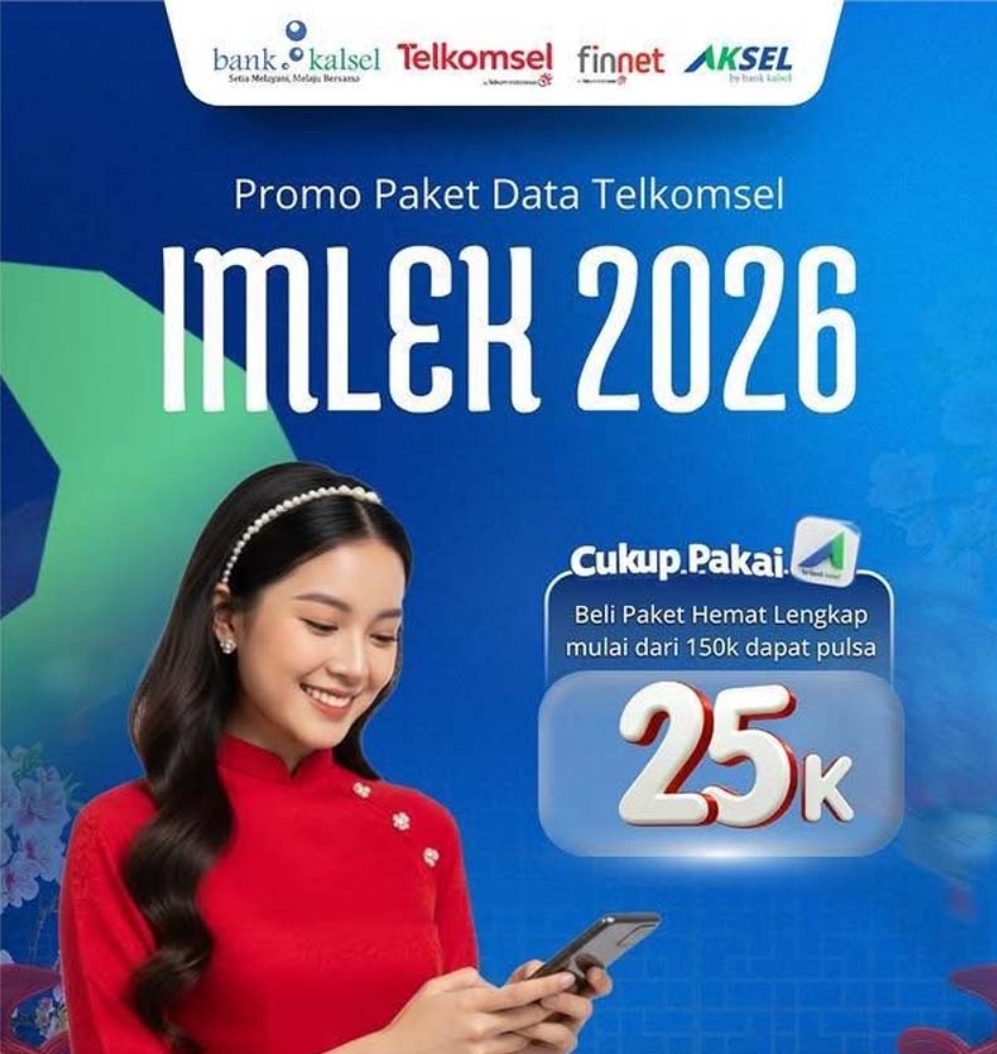 Bank Kalsel Bagi Angpao Pulsa Rp25 Ribu untuk Nasabah Telkomsel di Momen Imlek 2026