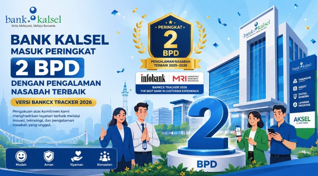 Bank Kalsel Raih Posisi Kedua BPD dengan Pengalaman Nasabah Terbaik Nasional